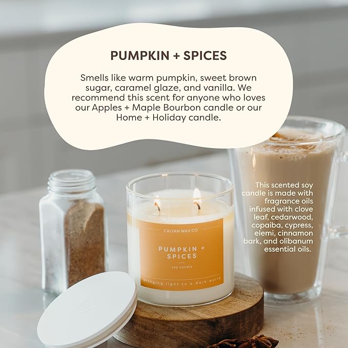 Calyan Wax Co. Fall Scented Candle Set, Fall Bundle of 4 Scented Candles, Bulk 3 Wick Candles, Non Toxic & Vegan Soy Wax, Candle Gift Set, 43 Hour Burn Time, 14.9oz Each - Bloomnest