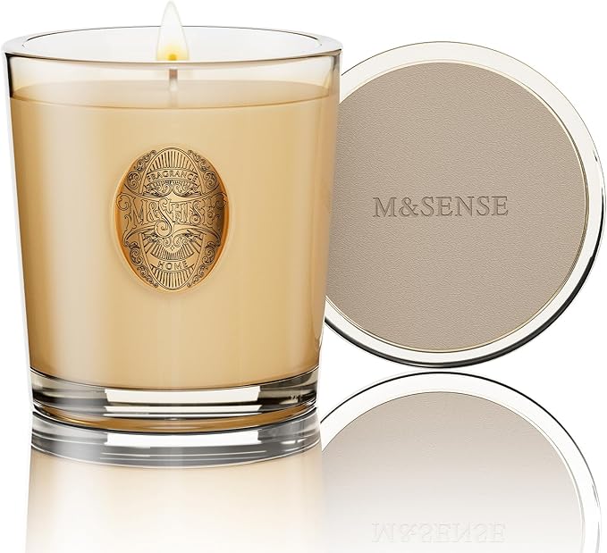 M&SENSE Natural Soy Candle | Cheer Champagne & Gold | 9.2 oz, 50H Burn Time | Luxury Scented Candle for Relaxation, Gifting, Home Décor | Ideal for Bedroom, Office, Party Ambiance - Bloomnest
