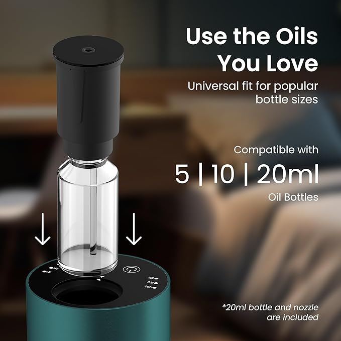 LiteMist Cold Air Essential Oil Diffuser – Waterless Nebulizing Aroma Diffuser, USB-C Cordless 2000mAh Battery, Aluminum Portable Scent Diffuser for Home Office Car, 0.7oz / 20ml - Bloomnest