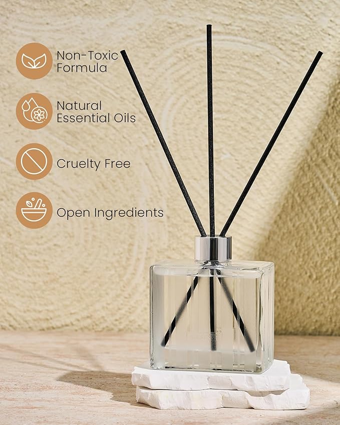 M&SENSE Sandalwood Lavender Reed Diffuser Set - 7.04 fl oz Scented Diffusers for Home, Long-Lasting Non-Toxic Fragrance Oil Aroma with Sticks, Housewarming Gifts for Bedroom Bathroom MSENSE