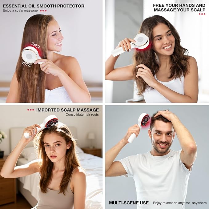 3 in 1 Scalp Massager Hair - 360° Hair Oil Applicator Electric Scalp Massager IPX7 Waterproof for Home & Travel (White) Bloomnest
