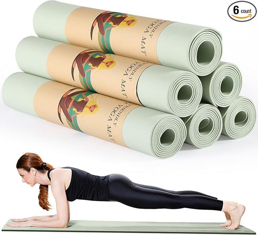 Timgle 6 Pack Yoga Mats Bulk Non Slip Exercise Yoga Mat Thick Anti Slip Tear Resistant Sports Gym for Fitness Stretching Home Workout and Studio - Bloomnest