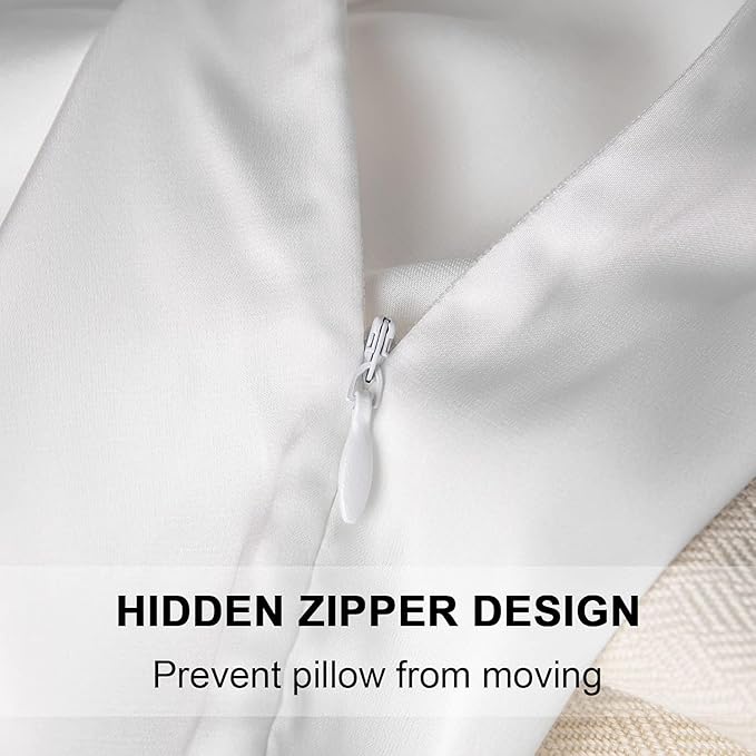 Mulberry Silk Pillowcase for Hair and Skin,Cooling Silk Pillow Case with Hidden Zipper,Allergen Proof Dual Sides Soft Breathable Smooth Silk Pillow Cover for Women (White, Body) - Bloomnest