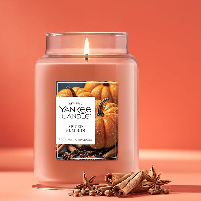 Yankee Candle Spiced Pumpkin, Fall Scented Candle, 22oz Large Jar with up to 150 Hour Burn Time - Bloomnest