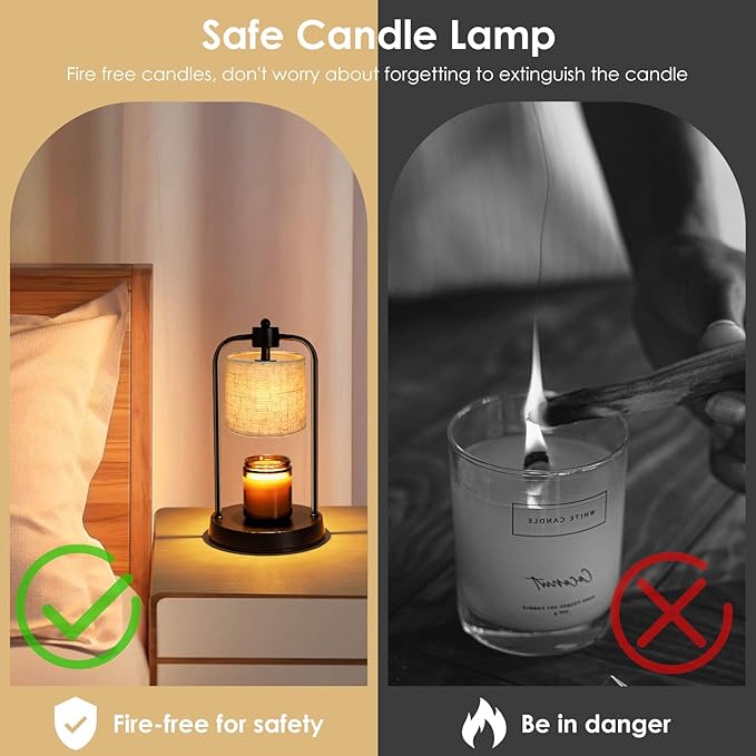 Candle Warmer Lamp Electric with Timer: Wax Melts Warmer - Dimmable Candle Wax Warmer Electric Candle Warmer with Replacement Bulbs, Bedroom Home Decor Compatible with Various Candles-Linen - Bloomnest