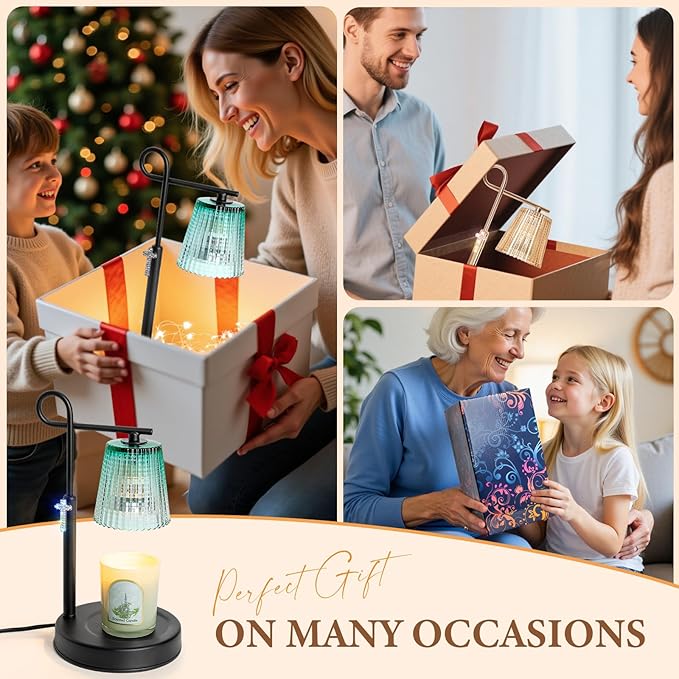 Candle Warmer Lamp with Timer Dimmer, Adjustable Height Wax Warmer Lamp for Jar Candle, Wax Melter House Warming Gifts New Home Décor, Birthday Gifts for Women Mom (Black) - Bloomnest