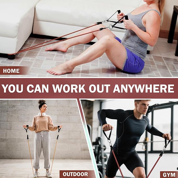 WHATAFIT Resistance Bands, Exercise Bands，Resistance Bands for Working Out, Work Out Bands with Handles for Men and Women Fitness, Strength Training Home Gym Equipment - Bloomnest