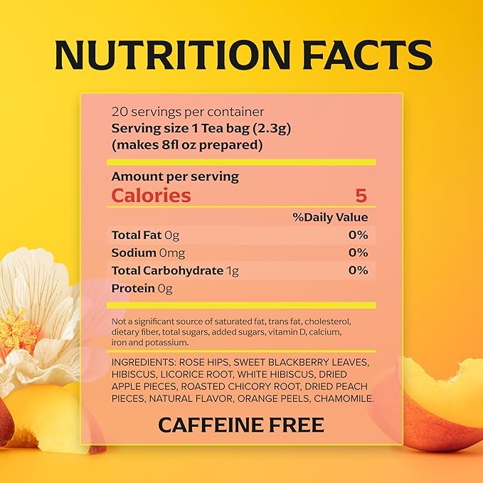 Lipton Peach Paradise Tea Bags, Caffeine Free Tea, Fruit and Herbal Tea, Individually Wrapped, 80 Total tea Bags (20ct - Pack of 4) - Bloomnest