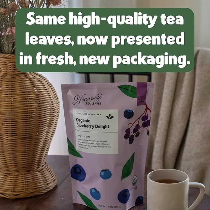 Heavenly Tea Leaves Organic Pure Green, Bulk Loose Leaf Green Tea, 1 Lb. (Approx. 200 Servings) - Delicious Hot or Iced, Naturally Caffeinated Free, Premium Quality, Wellness Support - Bloomnest