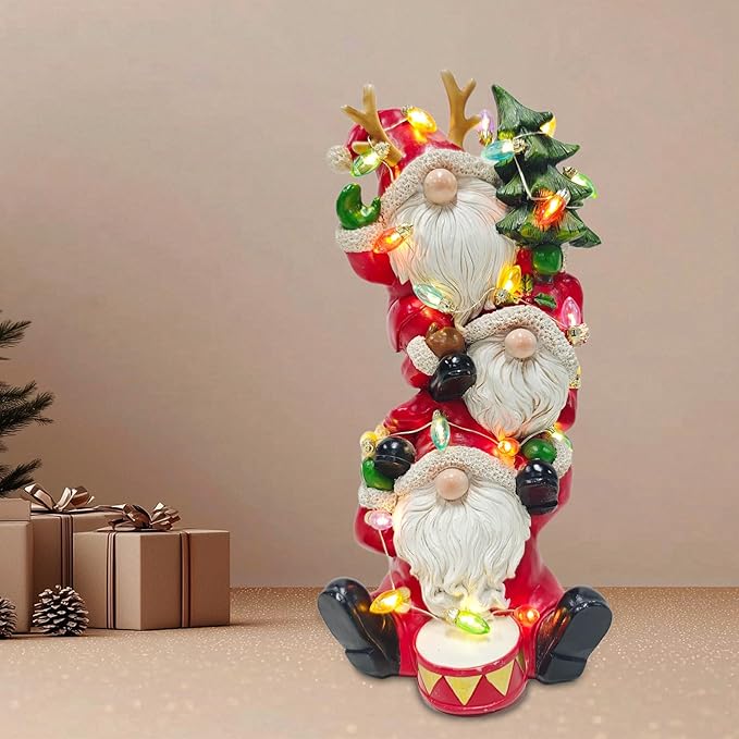 Resin Santa Figurine, Light-Up Santa Christmas Decoration Statue, Table Decorations for Indoor Party - Bloomnest
