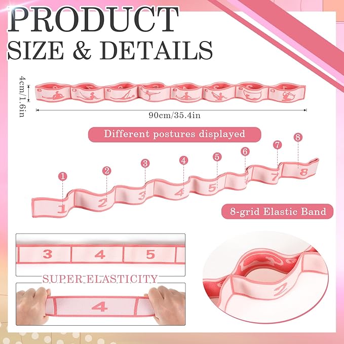 Stretch Strap for Kids Elastic Gymnastics Stretching Ballet Dance Band with 8 Loops Adjustable Exercise Training Resistance Strap for Children Stuff Pilates Latin Yoga Equipment - Bloomnest
