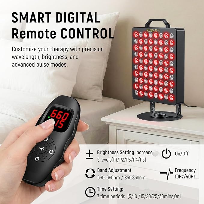 Red Light Therapy for Face and Body, 80 Dual Chip LEDs Lamp,High Power Red Near Infrared Light Therapy Panel, Remote-Controlled with 5 Speed (Wavelengths 660nm and 850nm) Bloomnest