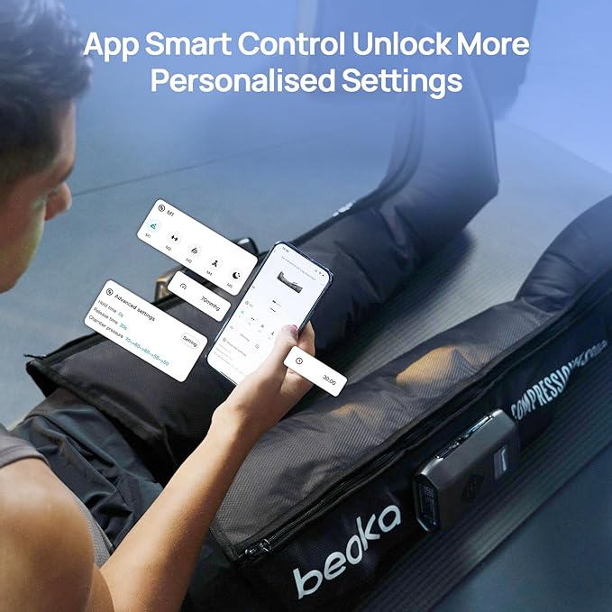 beoka Leg Massager for Circulation and Pain Relief, Cordless Air Compression Boots with 5 Modes 15 Intensities for Athletes Runners and Travelers, Leg Recovery System for Gift-L - Bloomnest