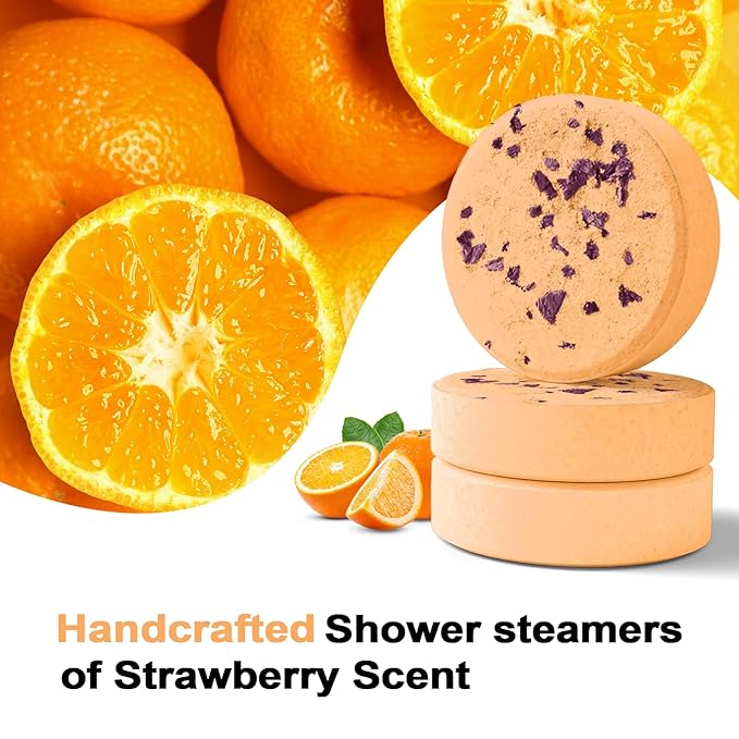 Shower Steamers Aromatherapy Birthday Gifts for Women Travel Essentials, 8 Pcs Orange, Bath Bombs Shower Bombs with Natural Essential Oils, Relaxation Home SPA - Bloomnest