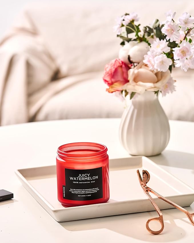 M&SENSE Juicy Watermelon Scented Candle - 11.6oz Clean Non Toxic Natural Soy Wax 70-Hour Burn Long Lasting Candle, 2-Wick Fruit Scent for Home Decor & Housewarming Gifts - Fragrance for Women & Men - Bloomnest