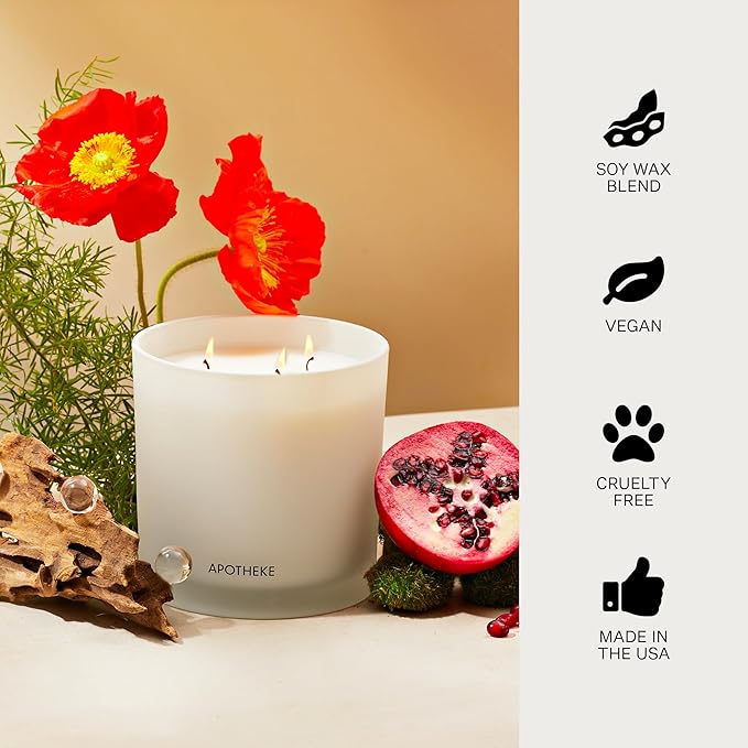 Apotheke Signature Scented Candles for Home, Wild Mint & Ivy - 10.5 oz - Soy Wax, Non Toxic, Large Jar White - Luxury Candle Gifts for Women & Men - Eucalyptus, Patchouli, Cedarwood, and Rose - Bloomnest