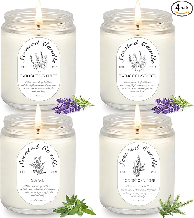 LOSNYA 4 Pack Candles for Home Scented, Lavender Candles, 28 oz 200 Hour Long Lasting Aromatherapy Candle Set, Candle Gift Set for Women, Perfect for Birthday Gifts - Bloomnest