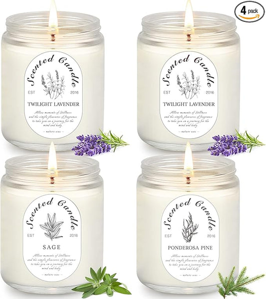 LOSNYA 4 Pack Candles for Home Scented, Lavender Candles, 28 oz 200 Hour Long Lasting Aromatherapy Candle Set, Candle Gift Set for Women, Perfect for Birthday Gifts - Bloomnest