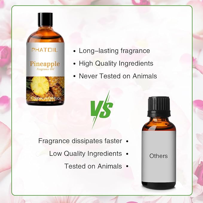 PHATOIL 3.38FL.OZ Pineapple Fragrance Oils for Aromatherapy, Essential Oils for Diffusers for Home, Perfect for Diffuser, Yoga, Skin Care, DIY Candle and Soap Making - 100ml - Bloomnest