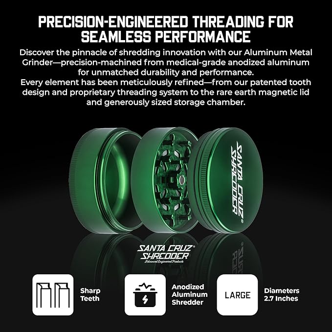 Santa Cruz Shredder Herb and Spice Grinder Made in USA (Large (2.7 Inch), Green) - Bloomnest