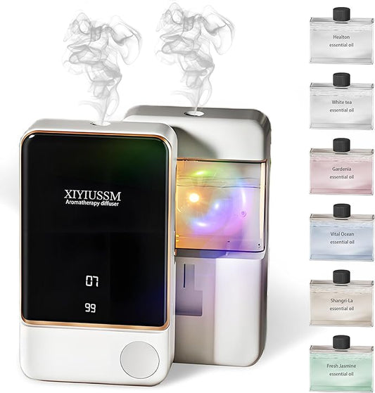 Waterless Essential Oil Diffuser for Home & Office Cordless Battery Operated Aroma Diffuser with 7 Mist Levels, Ultrasonic Air Freshener for Large Rooms Bedroom Bathroom Car Small & Portable - Bloomnest