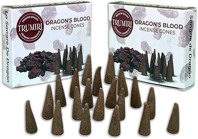 TRUMIRI Dragons Blood Incense Cones - Total 20 Cone Incense - Dual Pack of 10 Insence Cones - Incense Cones Scented - Cone Incense Scents - Insense Cones - Incent Cone TRUMIRI