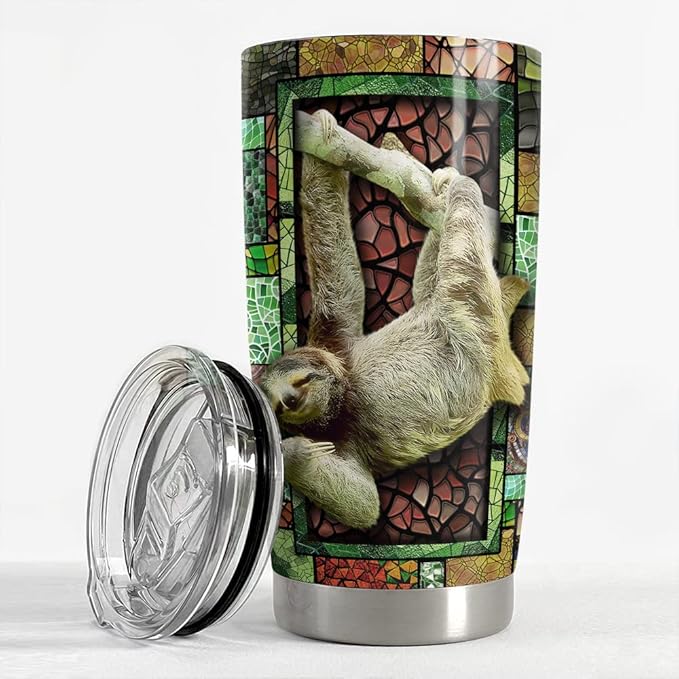 SANDJEST Personalized Sloth Tumbler Mosaic Style 20oz 30oz Tumblers with Lid Gift for Girl Daughter Women Best Friend Sister Animal Lovers Christmas Birthday - Bloomnest