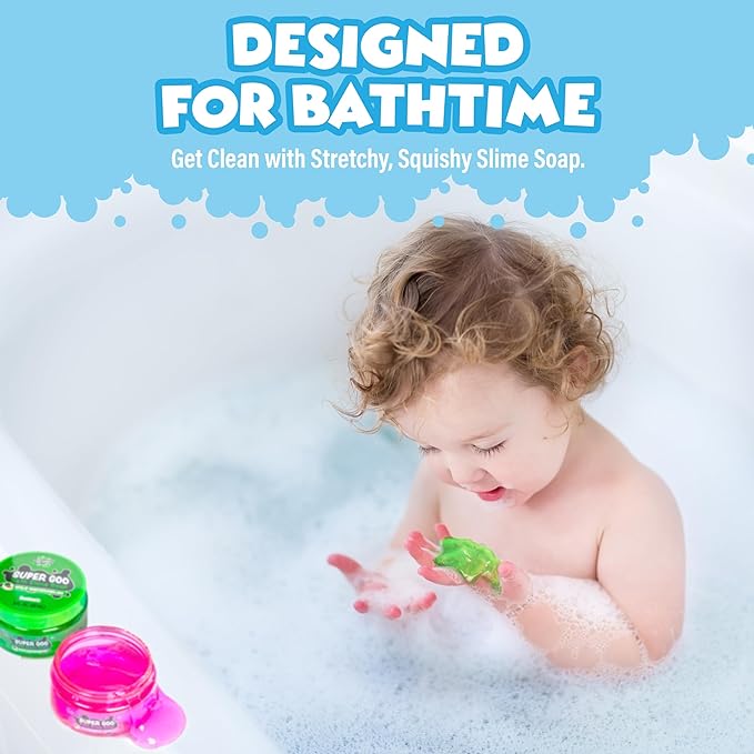 Tub Works Super Goo Bath Slime Soap Bath Toy, 6 Pack | Stretchy, Squishy Slime Soap for Kids Bath | Fresh, Fruity Scents | Nontoxic | Sensory Fun Kids & Toddler Bath Toys - Bloomnest