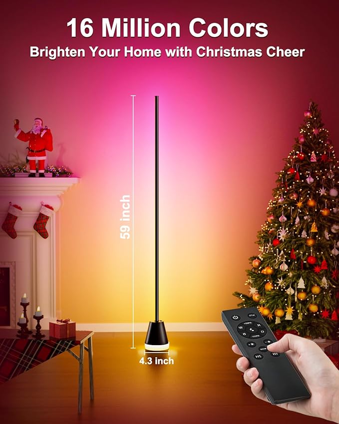 Keepsmile Smart RGB LED Corner Floor Lamp,172 LEDs Bright Standing Lamps for Living Room with APP and Remote,Modern Floor Lamp with Music Sync and 16 Million Colors, Ambient Lighting for Bedroom - Bloomnest