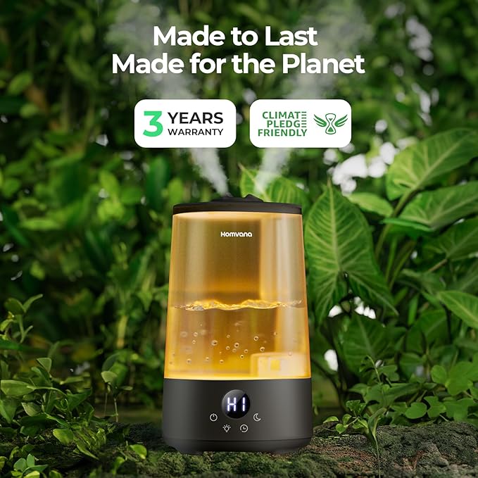 Homvana Humidifiers for Bedroom Home, 3.6L Cool Mist Top-Fill 34H Super Long Time, Quiet 23dB, Baby Humidifier, Oil Diffuser for Large Room, House, Plant, Nursery, Office, BPA FREE, Ultrasonic (Black) - Bloomnest