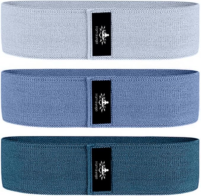 Hatha Yoga Large Resistance Band,14.5" x3.15",Fabric Exercise Loop Bands with Instruction Guide and Carry Bag, Set of 3. - Bloomnest