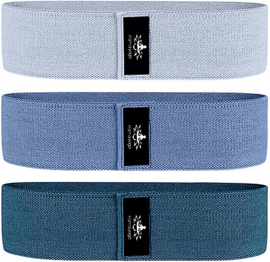 Hatha Yoga Large Resistance Band,14.5" x3.15",Fabric Exercise Loop Bands with Instruction Guide and Carry Bag, Set of 3. - Bloomnest