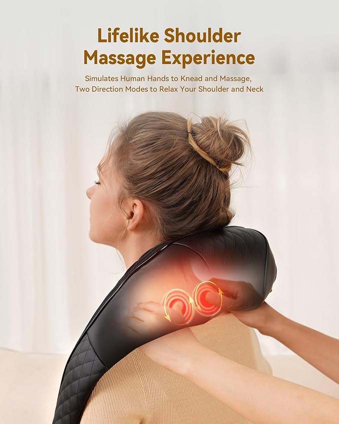 Shiatsu Neck and Back Massager with Heat, Neck and Shoulder Massager, 4D Deep Tissue Kneading Massage for Leg, Full Body Muscle Pain Relief, Ergonomic Design, Ideal Gifts for Women Men, Corded Use - Bloomnest