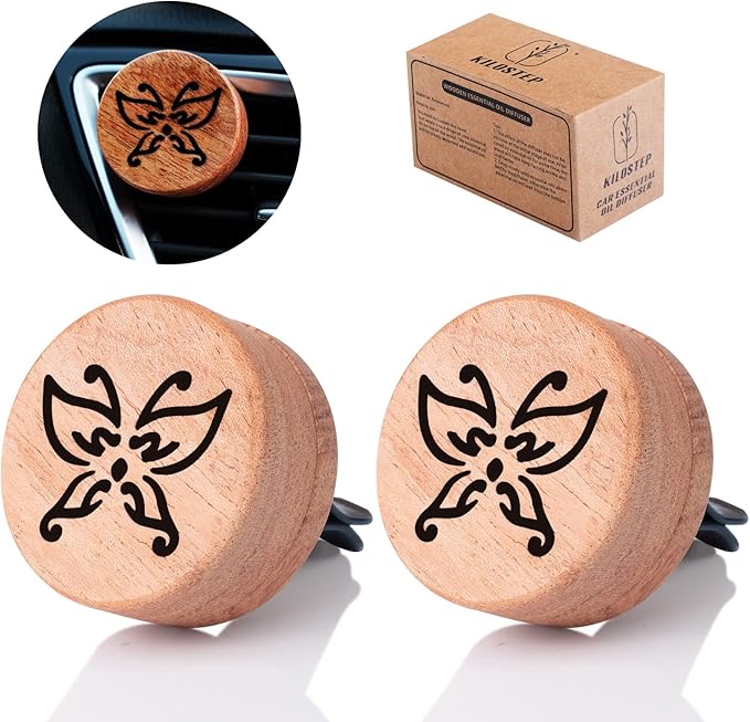 Essential Oil Car Diffuser, 2 PCS Butterfly Car Aromatherapy Wood Diffuser with Vent Clip - Bloomnest
