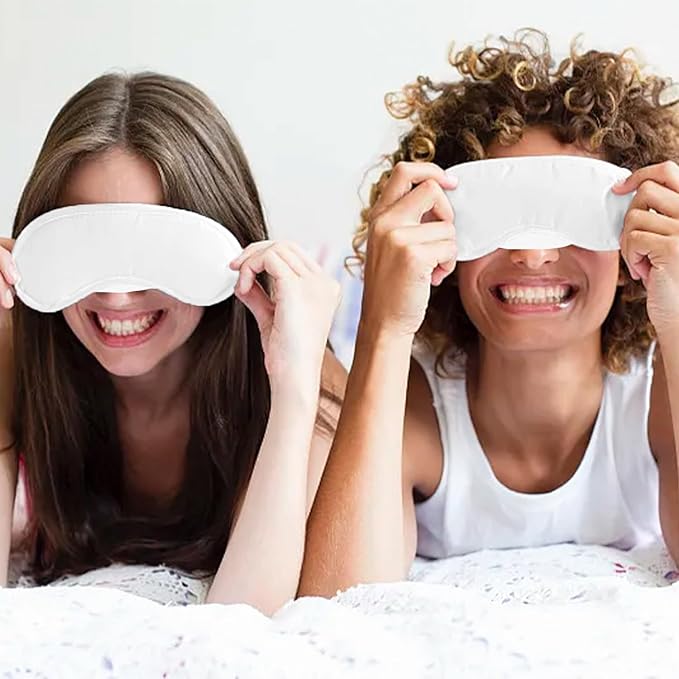 20 PCS Eye Mask Sleepover Party Supplies, Slumber Party Favors for Girls Pajama Party Decorations Sleep White Soft Shade Blindfold Eye Covering, Color the Bulk Game Stuff with 8 PCS Fabric Marker Pens - Bloomnest