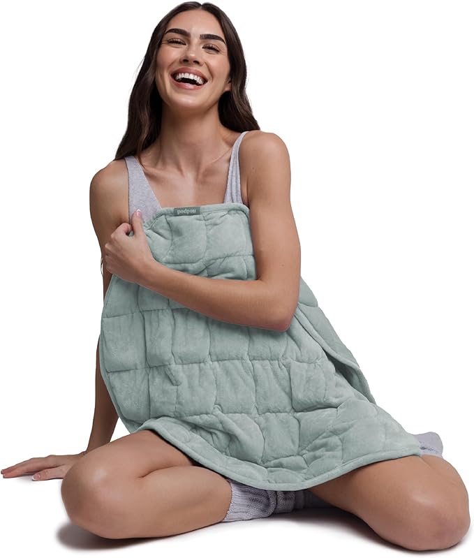 Nodpod Weighted Blanket & Sleep Mask Bundle – Ultra-Soft Body Blanket with Glass Beads + Light-Blocking Eye Mask – Relaxation, Comfort, Travel & Better Sleep - Sage - Bloomnest