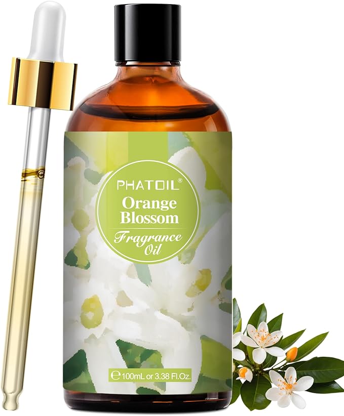 100ML/3.38fl.oz Orange Blossom Fragrance Oils, PHATOIL Orange Blossom Oil for Diffuser, Humidifier, Scented Oils for DIY Soap, Candle Making with Premium Glass Dropper - Bloomnest
