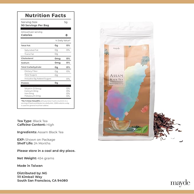 Mayde Assam Black Loose Leaf Tea - Premium Taiwanese Tea, 1 lb (16 oz) - Bloomnest