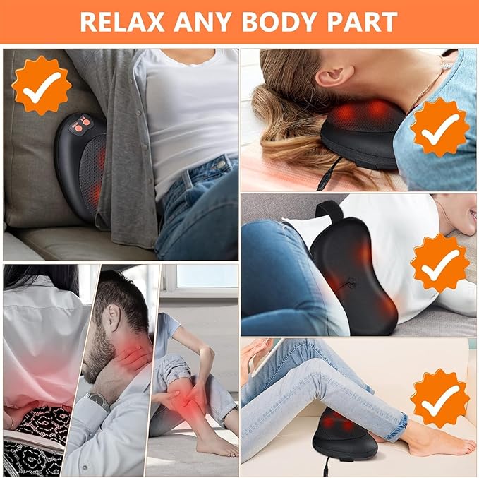 Brelley Neck and Back Massager with Heat Electric Shiatsu Deep Tissue Kneading Massage for Neck, Back, Shoulders, and Legs