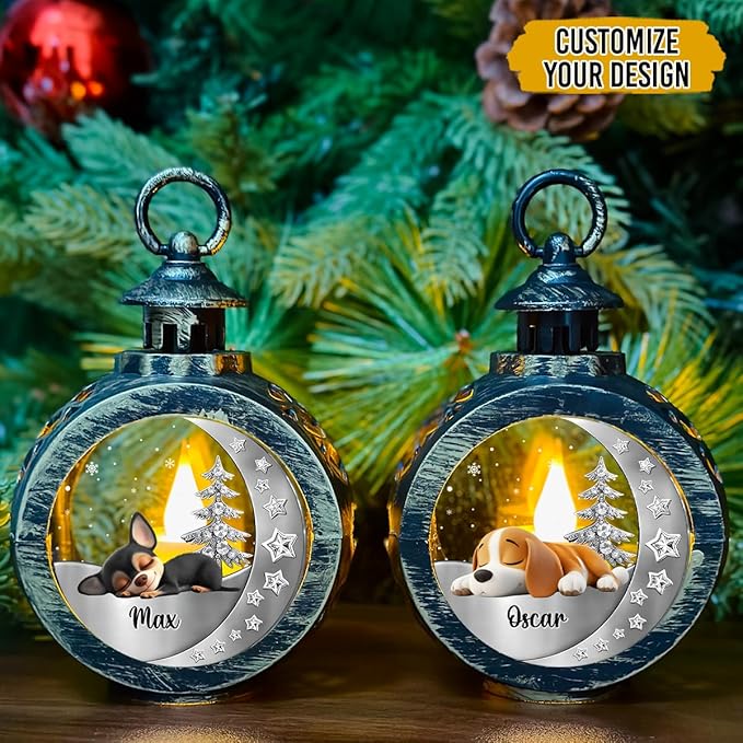 WRAPPINESS Personalized Sleeping Dog Christmas Lantern for Dog Lovers, Memorial Lantern Loss of Dog, Deepest Sympathy Gift for Pet Loss, Hardest Goodbye Dog Remembrance Gift - Bloomnest