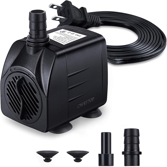 CWKJ Fountain Pump, 220GPH(15W 900L/H) Submersible Water Pump, Durable Outdoor Fountain Water Pump with 7.2ft（2.2m） Power Cord, 3 Nozzles for Aquarium, Pond, Fish Tank, Water Pump Hydroponics - Bloomnest