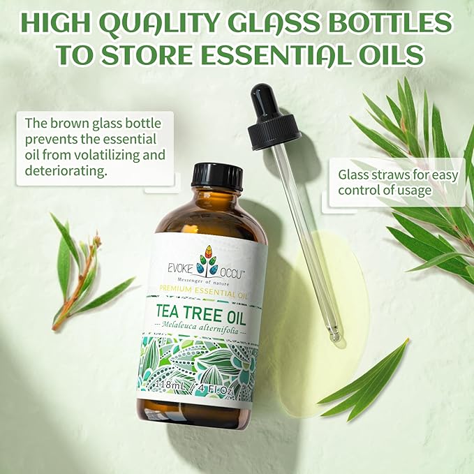 EVOKE OCCU 100% Pure Tea Tree Oil, for Skin, Face, Toenails, Add to Body Wash, Soap, Foot Soak - 4 FL Oz - Bloomnest