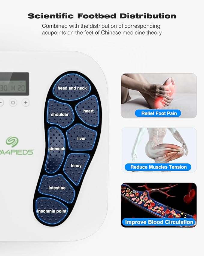 Foot Massager for Neuropathy, Rechargeable EMS TENS Foot Stimulator, Relieve Plantar Fasciitis, Swelling, Cramps– Remote Control, 10 Modes 20 Intensities – Gifts for Women Men Mon Dad - Bloomnest