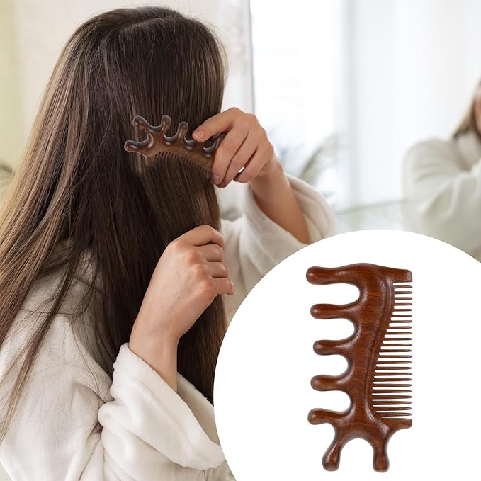 Nogeqi Wooden Scalp Massager, 4 in 1 Wooden Comb, Scalp Massage Comb, Massage Combs for Hair, Face, Eye Neck Body Gua Sha Massage,Scalp Care & Stress Relief Bloomnest