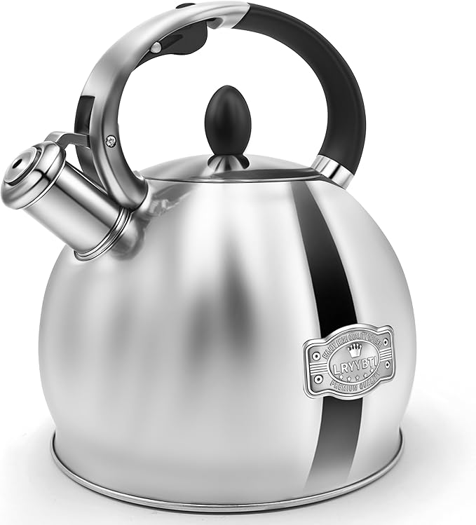 Whistling Tea Kettle for Stovetop, (2.64 Quart-Mirror） Food Grade Stainless Steel Teapot of 5-layer base - Bloomnest