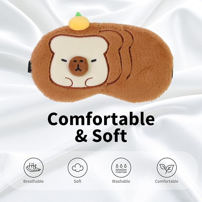 Cute Animal Eye Mask for Sleeping Funny Animal Sleeping Mask Soft Lightweight Eyemask for Women Teen Girls (Brown Bread) - Bloomnest