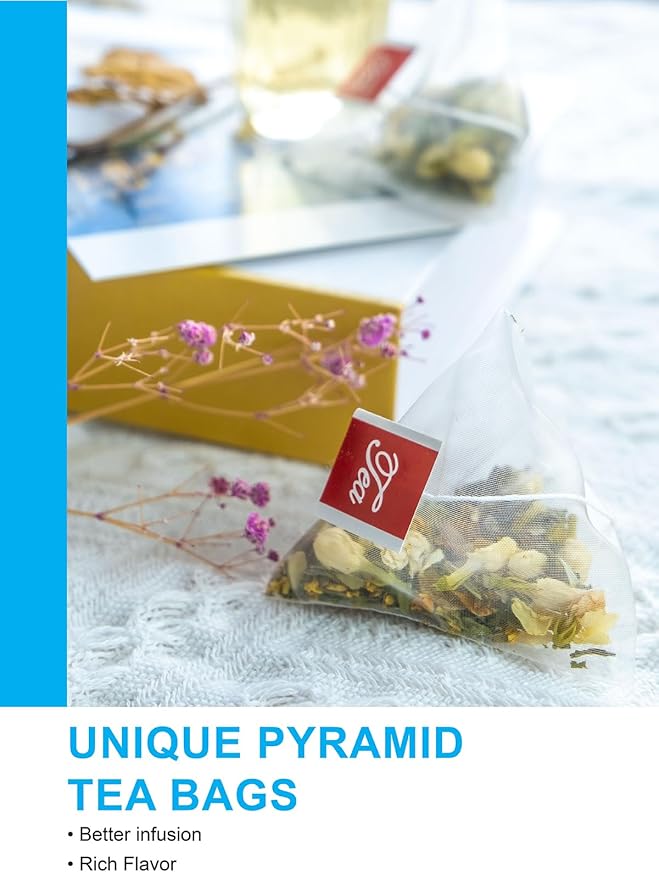 TeeLux Mint Jasmine Tea, 3g/bag, Mint with Jasmine, Lily, Osmanthus, Chrysanthemum, Fresh & Refreshing Flavor, Caffeine Free, 30 Count - Bloomnest