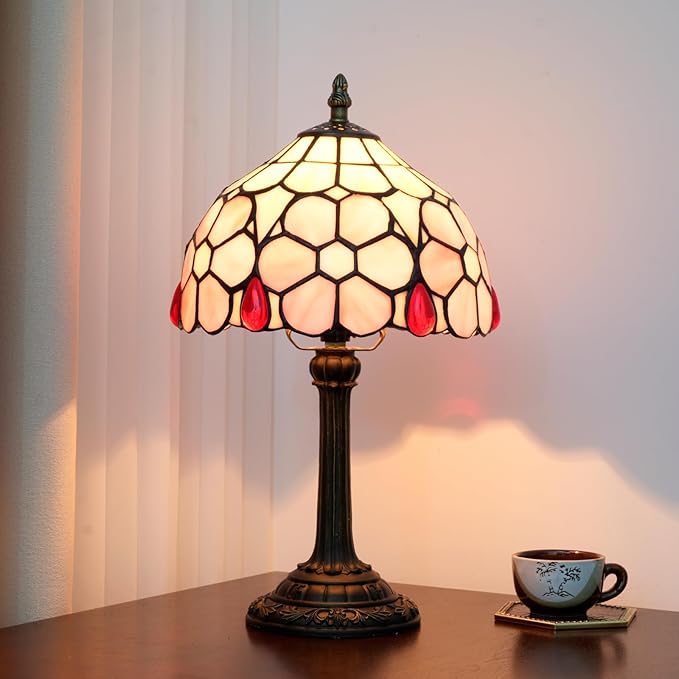 Tiffany Lamp Stained Glass lamp Small Bedside Table Lamps for Living Room Bedroom Dorm Kitchen Home Decor Festival Birthday Gift,Cherry Blossoms - Bloomnest