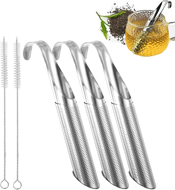 5 Pack Stainless Steel Tea Infuser with Handle, Extra Fine Mesh, 304 Stainless Steel for Loose Leaf Tea, Spices, Seasonings (5 Pack) - Bloomnest