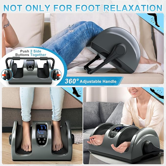 TISSCARE Shiatsu Foot Massager with Heat: FSA HSA Eligible Foot Massager for Neuropathy, Plantar Fasciitis and Pain Relief-Massage Feet/Leg/Calf/Ankle at Home/Office, Gifts for Women and Men(Gray) - Bloomnest